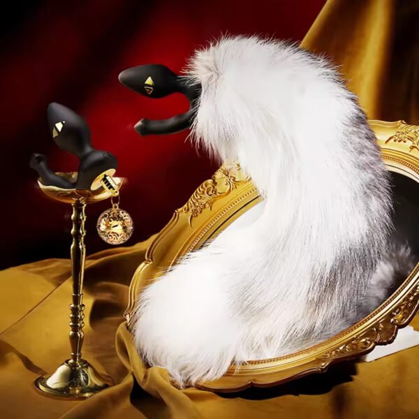 Sevanda Cosplay Anal Plug Women's Electric Shock Sex Toy with Long Fox Tail Metal & Silicone Material