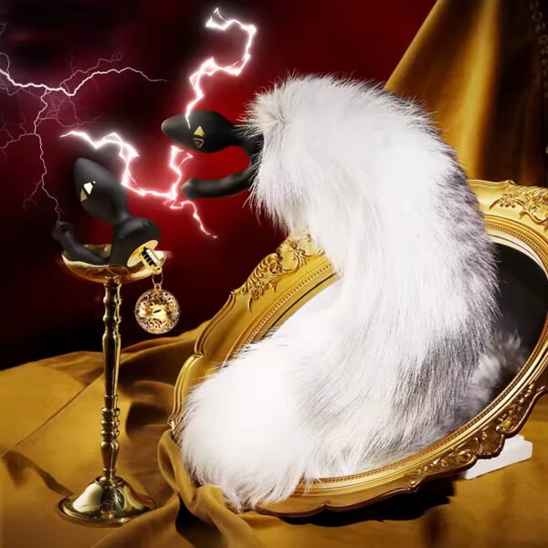 Sevanda Cosplay Anal Plug Women's Electric Shock Sex Toy with Long Fox Tail Metal & Silicone Material